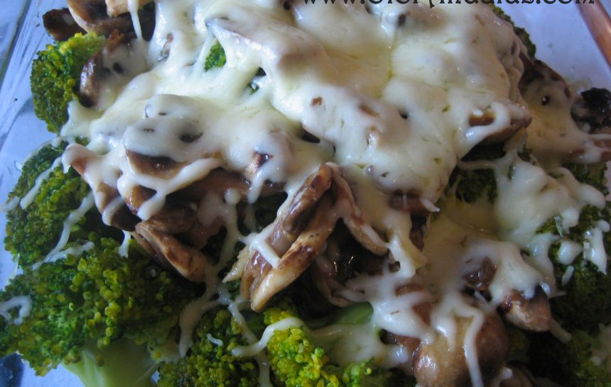 brocoli-con-champiñones-y-queso-gratinado